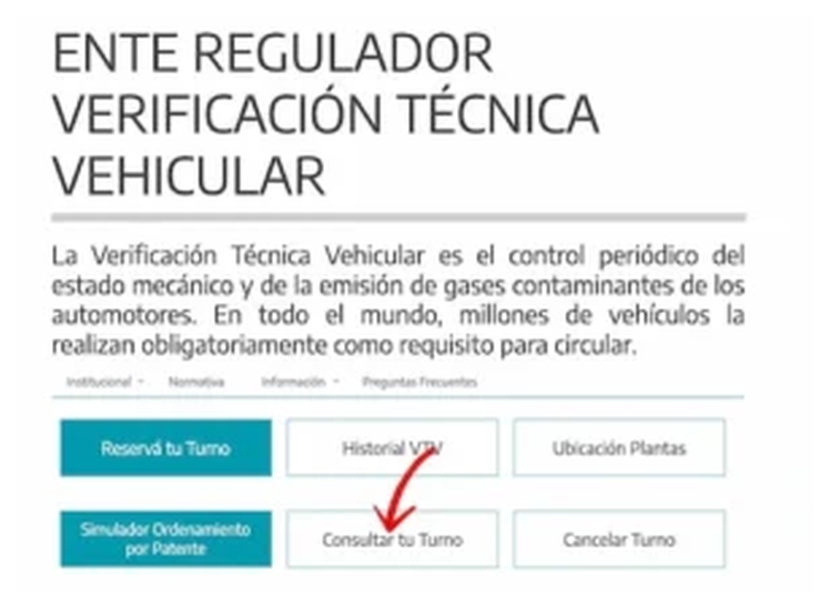 Paso 1 para consultar o cambiar el turno de la VTV en Balcarce